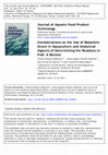 Research paper thumbnail of Considerations on the Use of Malachite Green in Aquaculture and Analytical Aspects of Determining the Residues in Fish: A Review