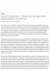 Research paper thumbnail of LA LECCIÓN DEL CONSENSO DE BEIJING PARA AMÉRICA LATINA