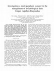 Research paper thumbnail of Leclercq E., Savonnet M., Troya A.-C. et Büttner S., 2013, « Investigating a multi-paradigm system for the management of archaeological data : Corpus Lapidum Burgundiae », Digital heritage, Marseille, France, p. 679‑682.