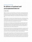 Research paper thumbnail of In defense of the national and environmental interest