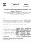 Research paper thumbnail of Adsorptive removal of phosphates from aqueous solutions