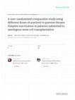 Research paper thumbnail of A non-randomized comparative study using different doses of acyclovir to prevent herpes simplex reactivation in patients submitted to autologous stem cell transplantation