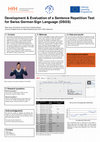 Research paper thumbnail of Development & Evaluation of a Sentence Repetition Test for Swiss German Sign Language (DSGS)