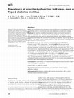 Research paper thumbnail of Prevalence of erectile dysfunction in Korean men with Type 2 diabetes mellitus