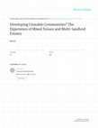 Research paper thumbnail of Developing Unstable Communities? The Experience of Mixed Tenure and Multi-landlord Estates