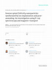 Research paper thumbnail of Inverse spinel nanoparticles synthesized by ion implantation and post-annealing: An investigation using X-ray spectroscopy and magneto-transport