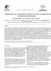 Research paper thumbnail of Depression as a predictor of return to work in patients with coronary artery disease