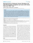 Research paper thumbnail of Reprogramming of Embryonic Human Fibroblasts into Fetal Hematopoietic Progenitors by Fusion with Human Fetal Liver CD34+ Cells