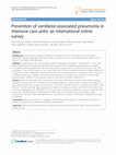 Research paper thumbnail of Prevention of ventilator-associated pneumonia in intensive care units: an international online survey