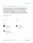 Research paper thumbnail of Développement d'un outil de dépistage de la dysorthographie basé sur des compétences multiples du langage oral : un nouvel outil normalisé et validé pour le français québécois