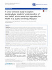 Research paper thumbnail of A cross-sectional study to explore postgraduate students’ understanding of and beliefs about sexual and reproductive health in a public university, Malaysia