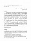 Research paper thumbnail of De la variabilité des langues à la variabilité du réel