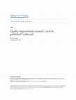 Research paper thumbnail of Quality improvement research: can it be published? (editorial)