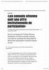 Research paper thumbnail of Les conseils citoyens sont une offre institutionnelle de participation