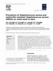 Research paper thumbnail of Prevalence of Staphylococcus aureus and methicillin-resistant Staphylococcus aureus (MRSA) on retail meat in Iowa