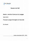 Research paper thumbnail of Dossier de VAE Master, mention Sciences du Langage Spécialité Français Langue Etrangère et Seconde