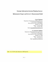 Research paper thumbnail of Strategic Information Systems Planning Success: Refinement of Segars' and Grover's Measurement Model