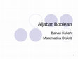 Research paper thumbnail of Aljabar Boolean