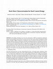 Research paper thumbnail of Rock Mass Characterization for Roof Control Design