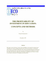 Research paper thumbnail of The profitability of investment in education: concepts and methods