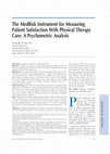 Research paper thumbnail of The MedRisk Instrument for Measuring Patient Satisfaction With Physical Therapy Care: a psychometric analysis