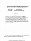 Research paper thumbnail of Information Disclosure as a Matching Mechanism: Theory and Evidence from a Field Experiment