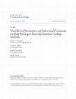 Research paper thumbnail of The Effect of Normative and Behavioral Persuasion on Help Seeking in Thai and American College Students