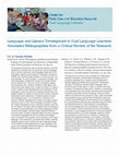 Research paper thumbnail of Language and Literacy Development of Dual Language Learners Growing Up in the United States: A Call for Research