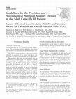 Research paper thumbnail of Guidelines for the provision and assessment of nutrition support therapy in the adult critically ill patient: Society of Critical Care Medicine and American Society for Parenteral and Enteral Nutrition: Executive Summary*