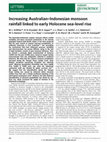 Research paper thumbnail of Increasing Australian–Indonesian monsoon rainfall linked to early Holocene sea-level rise