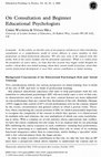 Research paper thumbnail of On Consultation and Beginner Educational Psychologists