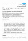 Research paper thumbnail of Analysis of Two Models for Evaluating the Energy Performance of Different Buildings