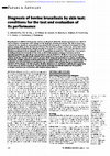 Research paper thumbnail of Diagnosis of bovine brucellosis by skin test: conditions for the test and evaluation of its performance