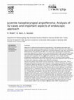 Research paper thumbnail of Juvenile nasopharyngeal angiofibroma: Analysis of 42 cases and important aspects of endoscopic approach