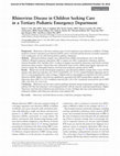 Research paper thumbnail of Rhinovirus Disease in Children Seeking Care in a Tertiary Pediatric Emergency Department