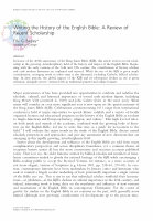 Research paper thumbnail of Writing the History of the English Bible:  A Review of Recent Scholarship