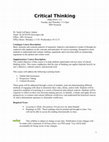 Research paper thumbnail of Critical Thinking Syllabus