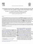 Research paper thumbnail of Continental record of the southwest monsoon during the last 130ka: evidence from the southern margin of the Thar Desert, India