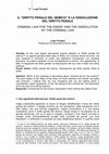 Research paper thumbnail of IL " DIRITTO PENALE DEL NEMICO " E LA DISSOLUZIONE DEL DIRITTO PENALE CRIMINAL LAW FOR THE ENEMY AND THE DISSOLUTION OF THE CRIMINAL LAW