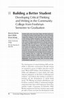 Research paper thumbnail of Ialongo, Ernest, with Antonios Varelas and Kate Wolfe. “Building a Better Student: Developing Critical Thinking and Writing in the Community College from Freshman Semester to Graduation.” The Community College Enterprise 21, 2 (Fall 2015), 76-92.