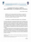 Research paper thumbnail of LA RELEVANCIA DE LA CRÍTICA DEL FEMINISMO A LA TEORÍA DE LA JUSTICIA