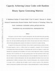 Research paper thumbnail of Capacity Achieving Random Sparse Linear Codes