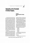 Research paper thumbnail of Humanity on the Threshold A Critical Enquiry