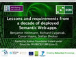 Research paper thumbnail of Slides: Lessons and requirements from a decade of deployed Semantic Web applications