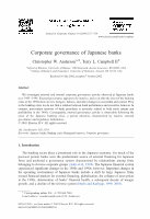 Research paper thumbnail of Corporate governance of Japanese banks