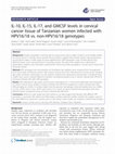 Research paper thumbnail of IL-10, IL-15, IL-17, and GMCSF levels in cervical cancer tissue of Tanzanian women infected with HPV16/18 vs. non-HPV16/18 genotypes