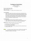 Research paper thumbnail of Teaching for Social Justice Syllabus Fall 2015