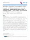 Research paper thumbnail of Prevention of ventilator-associated pneumonia, mortality and all intensive care unit acquired infections by topically applied antimicrobial or antiseptic agents: a meta-analysis of randomized controlled trials in intensive care units