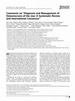 Research paper thumbnail of Comments on "diagnosis and management of osteonecrosis of the jaw: a systematic review and international consensus