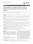 Research paper thumbnail of An examination of autism spectrum traits in adolescents with anorexia nervosa and their parents